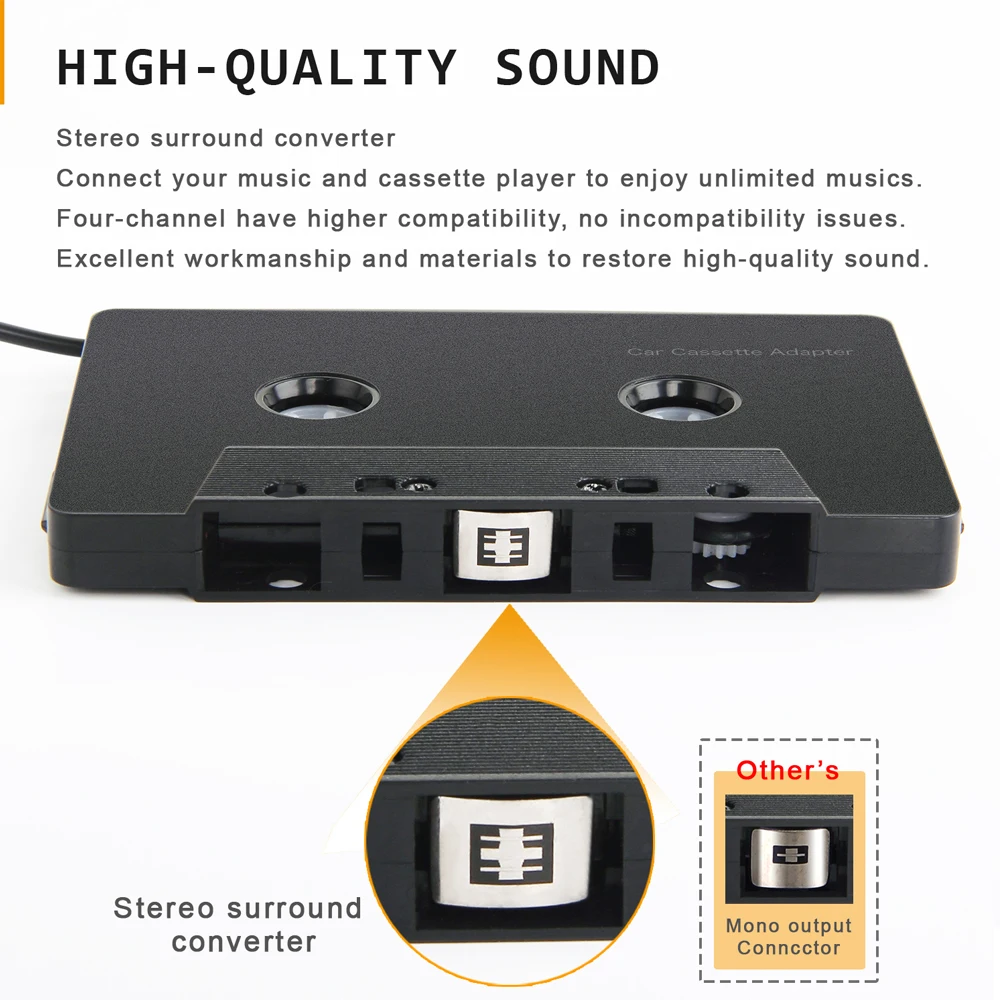 New 3.5mm Jack Car Cassette Tape Adapter Car AUX Audio Tape Cassette Converter For Phone Car CD Player MP3/4 Car Tape Player