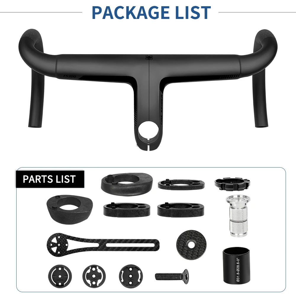 T1000 Carbon Handle Bar Di2 Matte Black Compatible with 31.8mm OD2  Fully Internal Routing 28.6 Carbon Integrated Handlebar Road