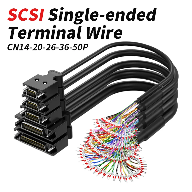 SCSI CN14/20/26/36/50 Pin Servo Terminal Wire Single Head Cable wit Number Tube Industrial 14-50P Signal Connection Control Wire