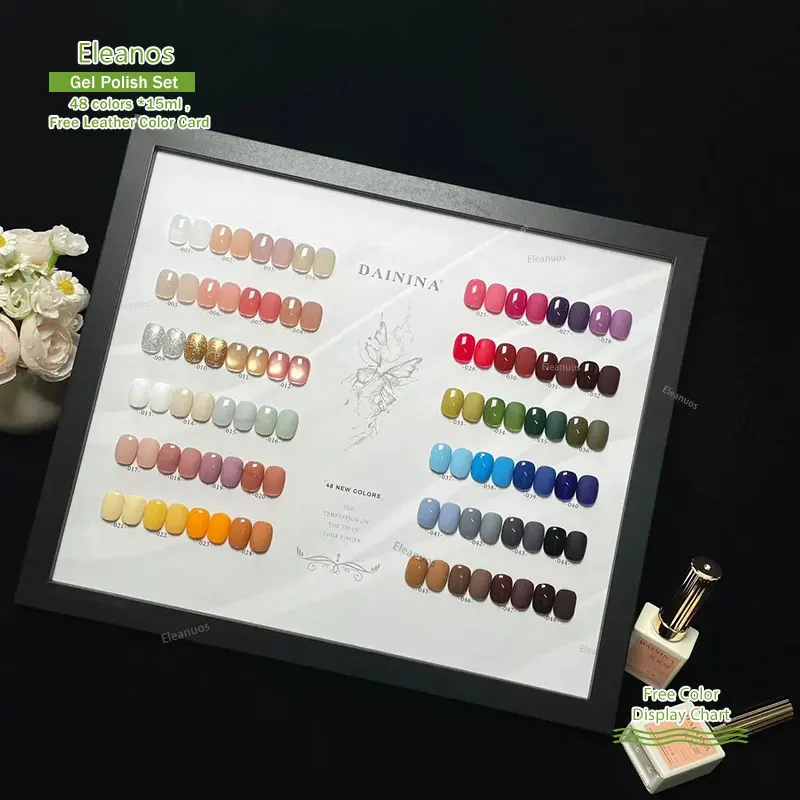 Eleanos Pop สี 48 สี 15ml ทั้งชุด Cat Eye Gel เล็บ Soak Off Jelly Glitter เจลสีการ์ดเล็บ Salon