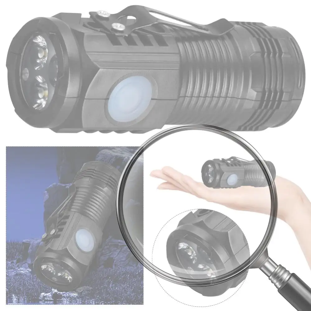 

Мини-фонарик LED с зарядкой через USB-C, водонепроницаемый IPX4, карманный фонарик с 3 режимами освещения, фонарик с креплением на шляпу для кемпинга, EDC, ночных поездок