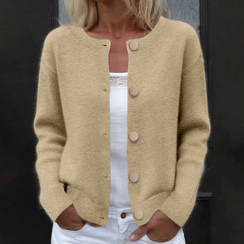 Maglione cardigan da donna autunno inverno o collo manica lunga con bottoni maglione lavorato a maglia giacca cappotto di maglieria moda donna