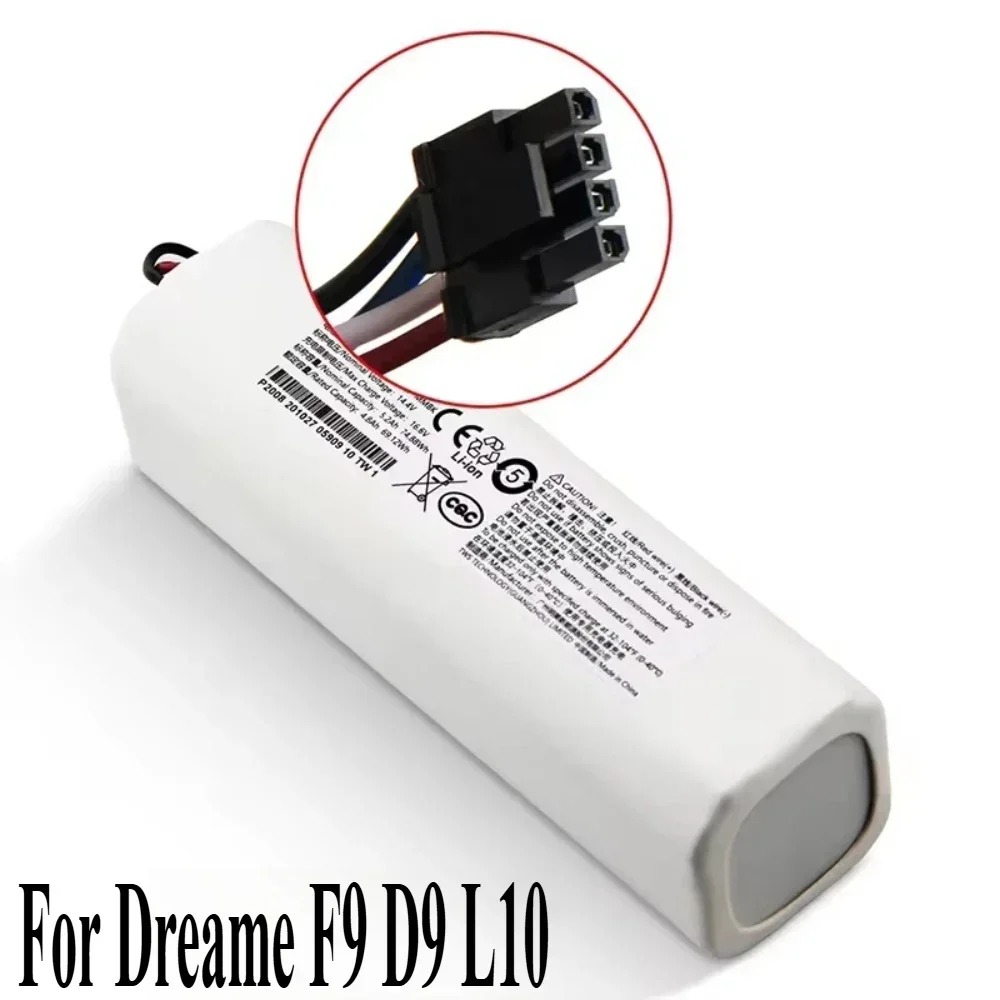 

6500mAh Lithium-ion Battery Pack – P2008-4S2P-MMBK 4INR19/66-2 for Dreame D9 F9 L10 L10 Pro Robot Vacuum Mop Cleaner