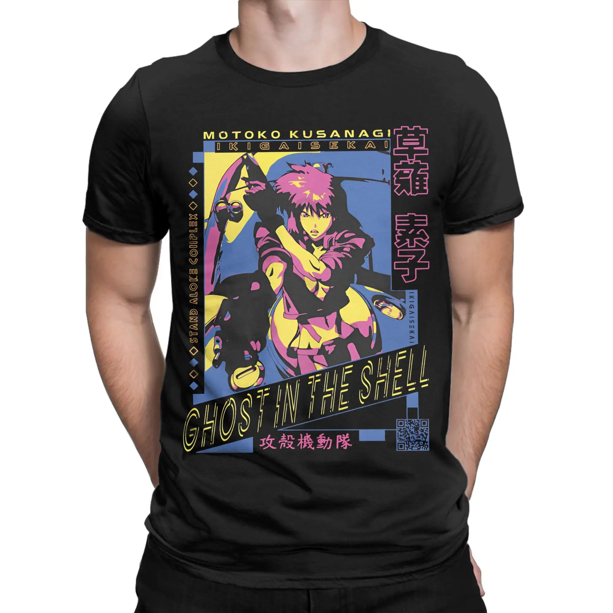 Ghost in the Shell Cotton T-Shirt For Men Beach  Funny T-Shirts O Neck Fashion Tees Oversized Pattern Tops