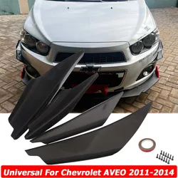 4PCS/SET Front Side Bumper Canards Splitter Fin Valence Spoiler Guards Universal For Chevrolet AVEO 2011-2014 Car Accessories