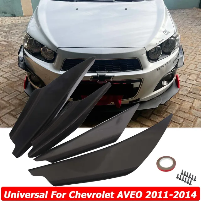 4 sztuk/zestaw przedni zderzak Canards Splitter Fin Valence Spoiler Guards uniwersalny dla Chevrolet AVEO 2011-2014 akcesoria samochodowe