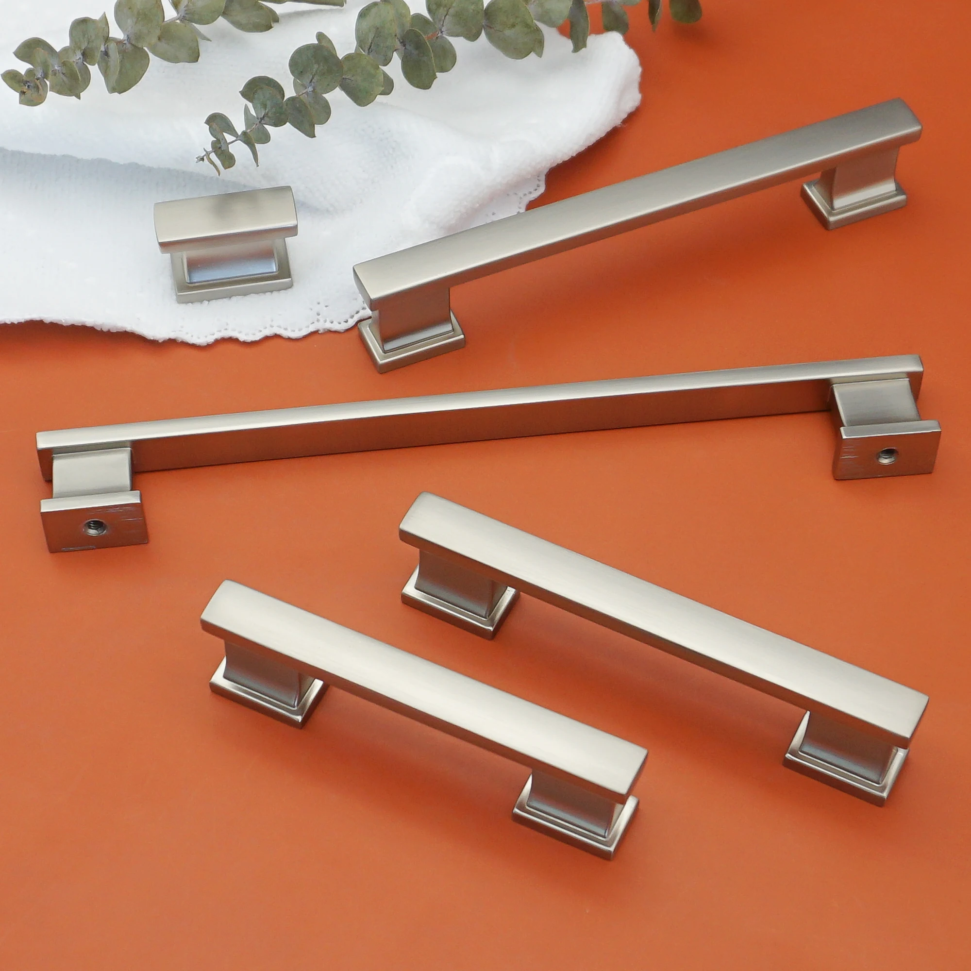 

Brushed Nickel Cabinet Handles Wardrobe Pulls Kitchen Cupboard Door Knobs Zinc Alloy Kitchen Accessories Furniture Hardware