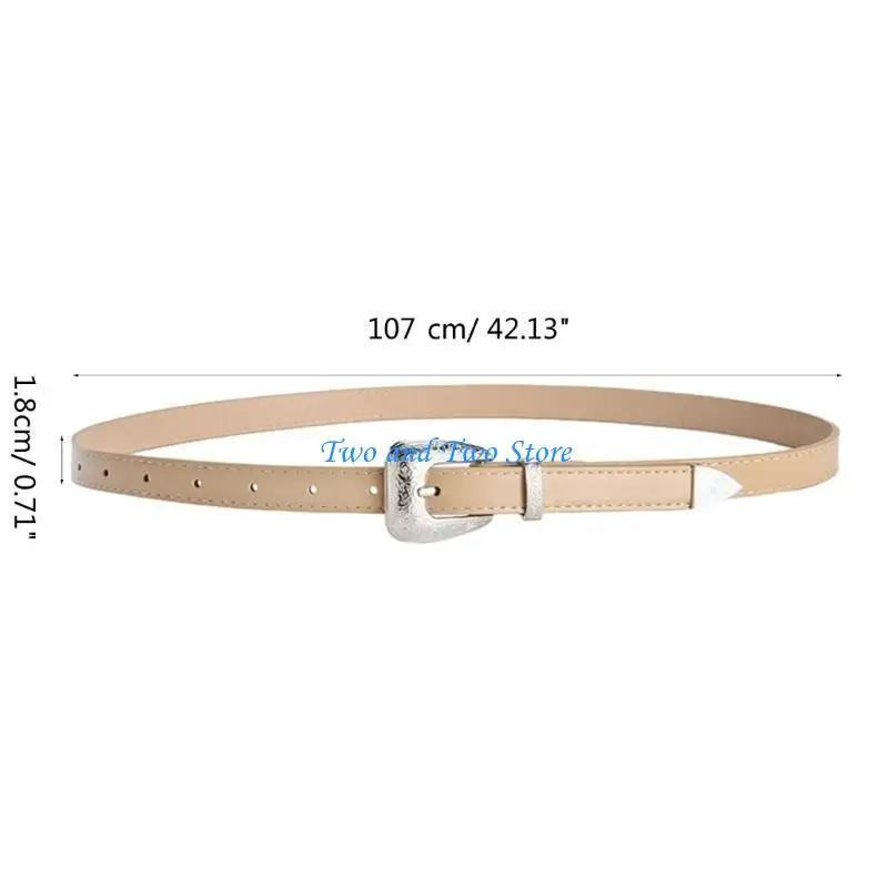 HX6F حزام خصر للكبار مع مشبك زهور منحوت خفيف فاخر شخصية PU أحزمة وسط للنساء فستان معطف قابل للتعديل #6