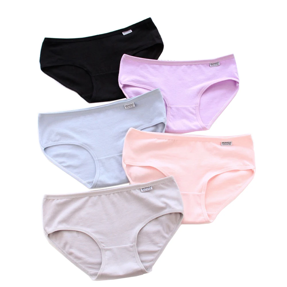 5Pcs Girl 100% Cotton Underwear Solid Color Lingerie Sexy Women Panties Underwear M String Simple Womens Underwear Girl Briefs