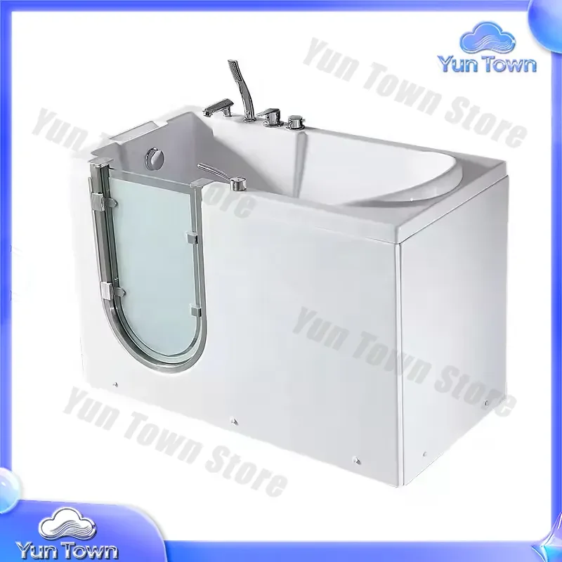 Walk in Tub for Elderly Adults Bathtub Shower Combo Corner Soaking Tub with Seat Slip Resistant Floor Easy Access Low