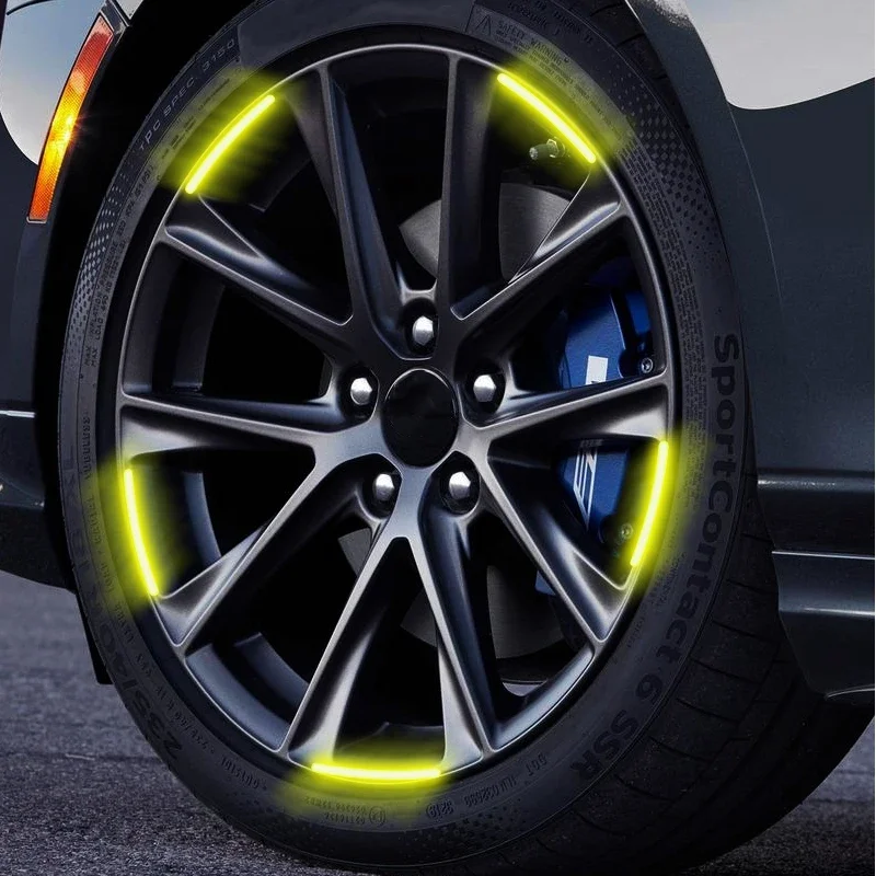 Car Wheel Hub Reflective Sticker Tire Rim Reflective Strips For Mustang Ford Shelby Edge Ecosport Kuga mach e TAURUS Car Styling