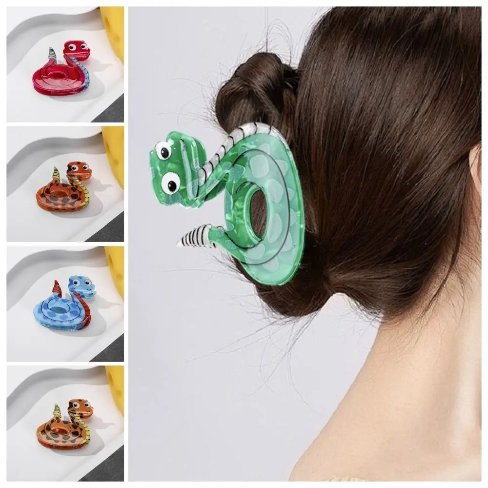 Creative Acetic Acid Acetate Hair Claw Exquisite Cartoon Animals Snake Hair Clip Headdress Personalized Grab Clip Female