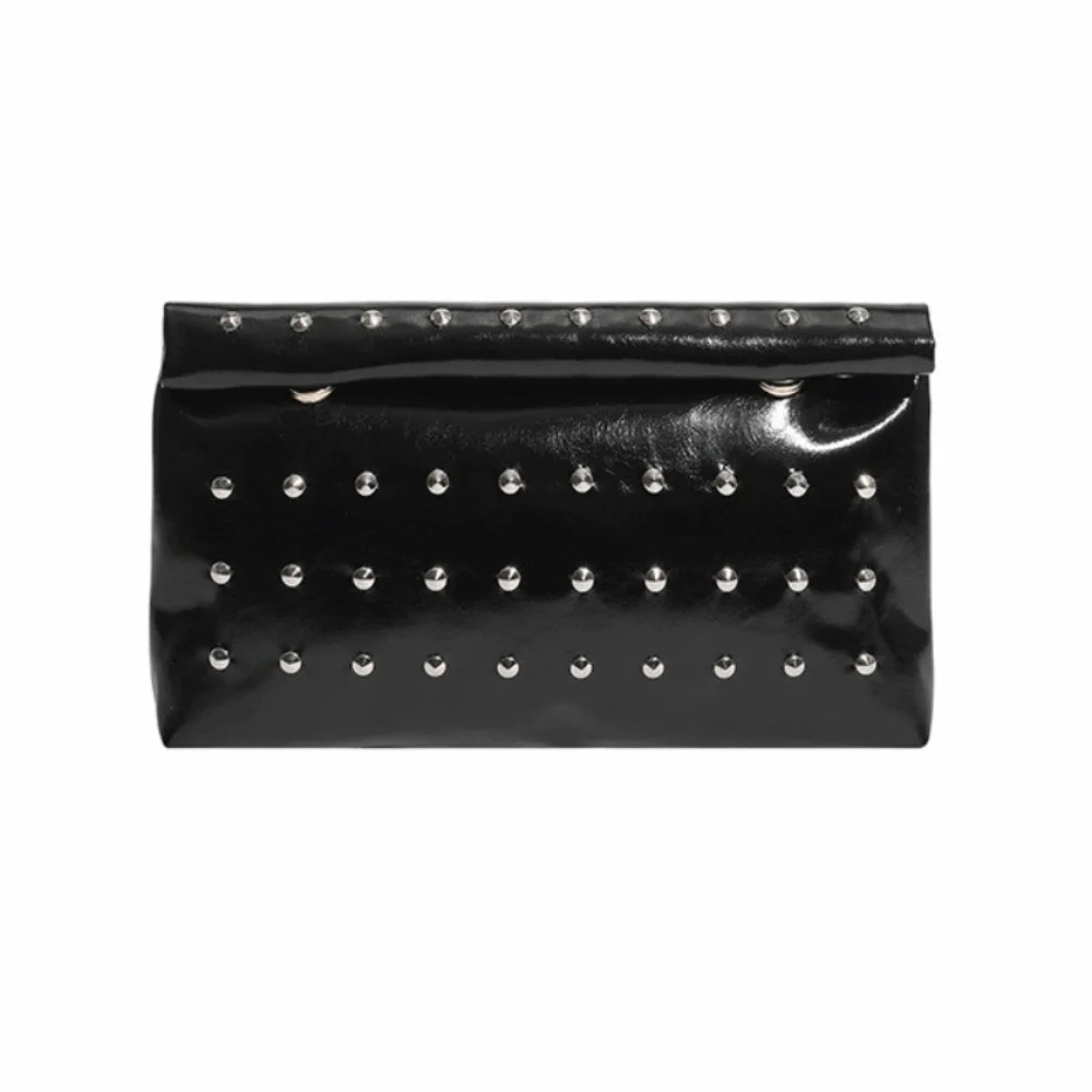 Luxury Rivet Envelope Clutch Bag Elegant Large Capacity Leather Evening Bag Korean Style Unique Solid Metallic Sheen Handbag