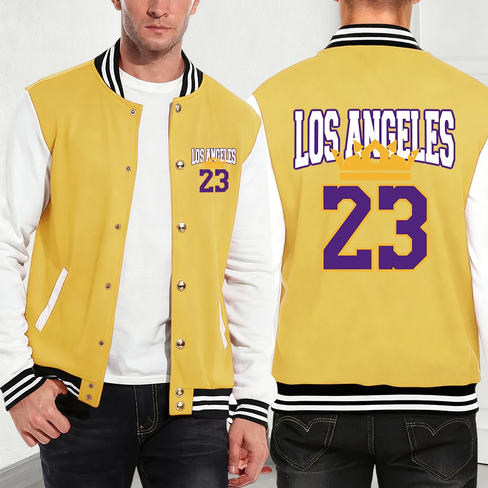

Los Angeles 23 Printing Cotton Baseball Jersey Mens Autumn Winter Thermal Coats Casual Pocket Jackets Hip Hop Male Streetwears