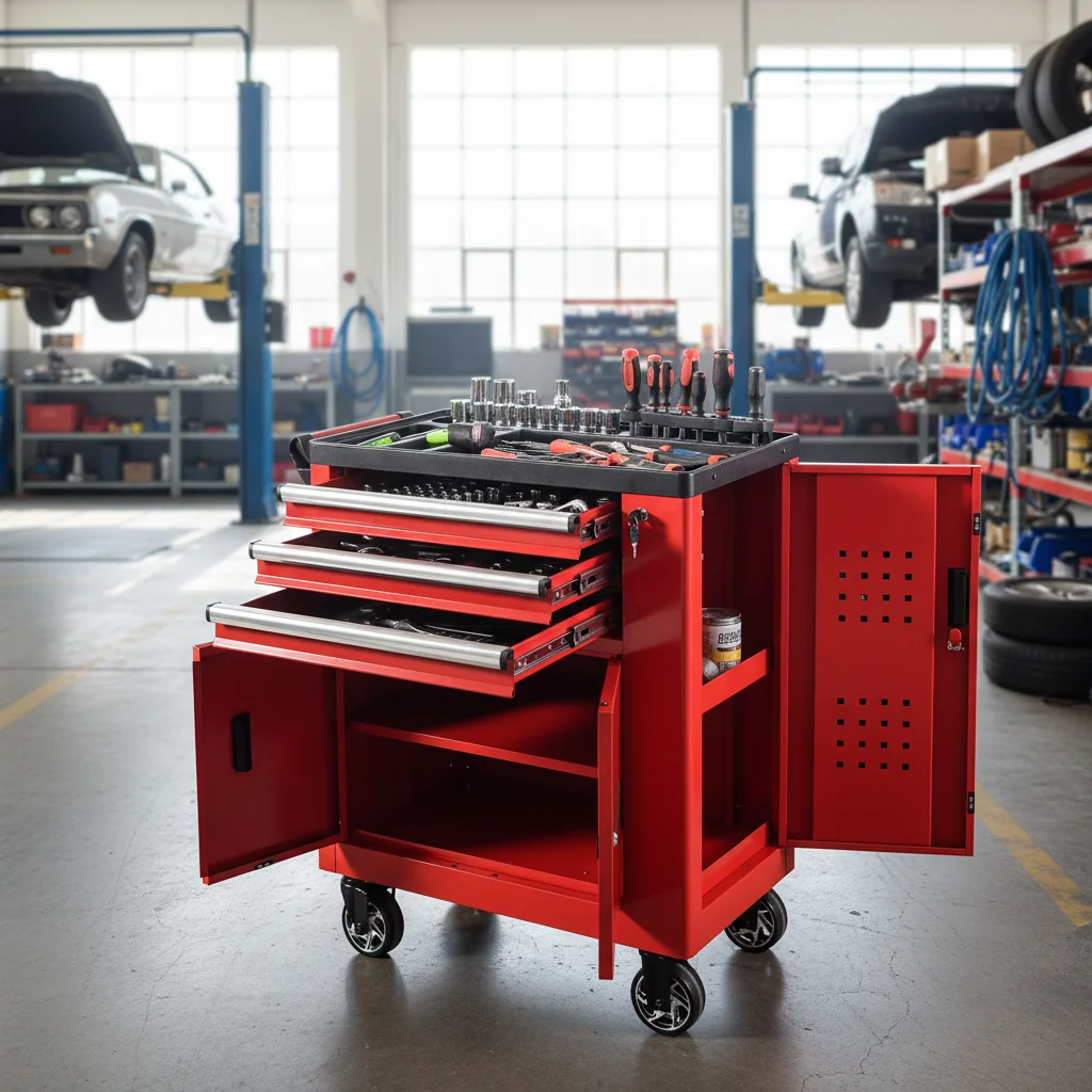 Commercial-Grade Rolling Tool Chest 3-Drawer Heavy Duty, Welded Joints Iron Construction Customizable For Professional Mechanics