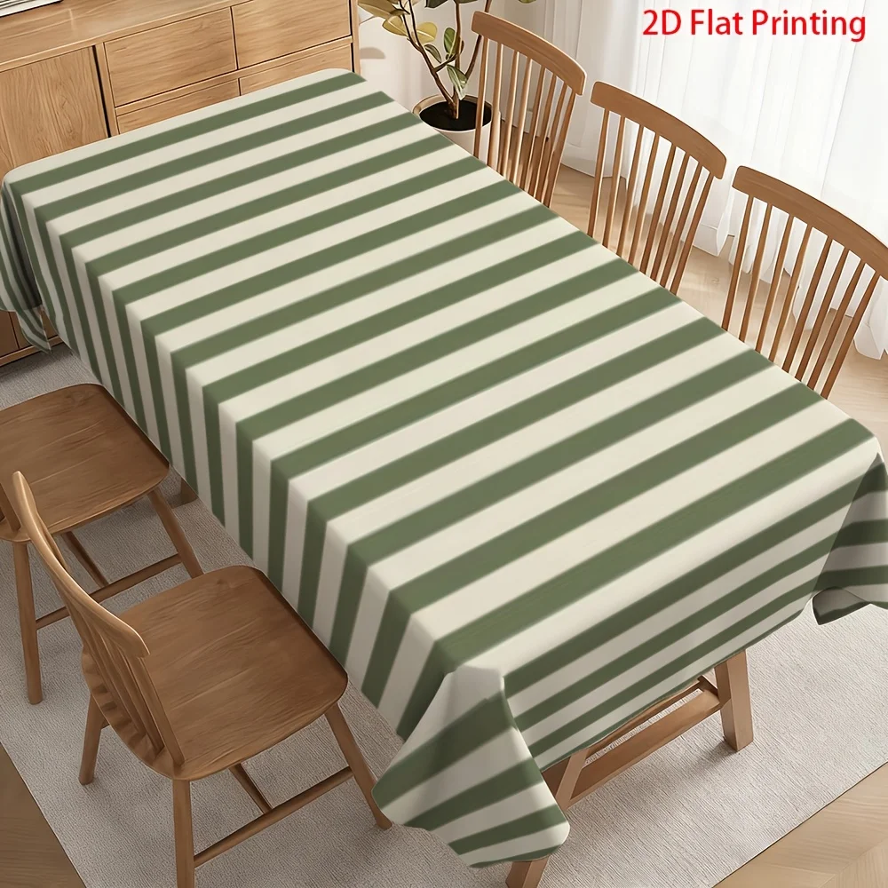 A high-quality versatile spring olive green and white diagonal-striped dress