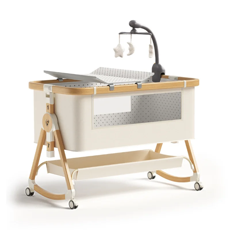 سرير أطفال متعدد الوظائف قابل للتعديل بارتفاع متحرك سرير كبير سرير هزاز للأطفال قابل للطي متطابق مع طاولة الحفاضات #5