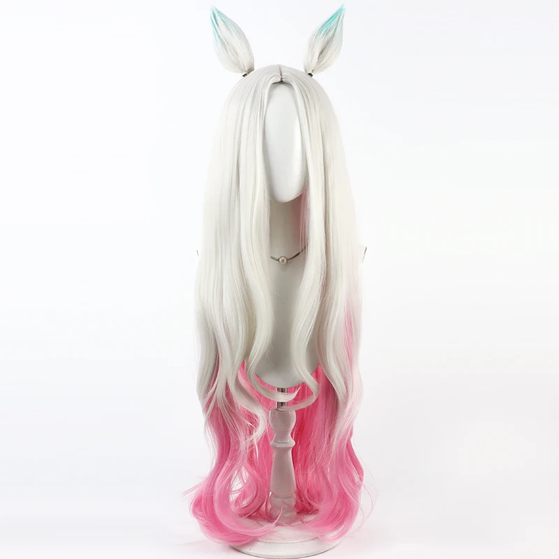 أنيمي روح زهر لوكس شعر مستعار تأثيري هالوين كرنفال الدعائم الطرف الشعر الاصطناعية ألياف مقاومة للحرارة + غطاء شعر مستعار #2