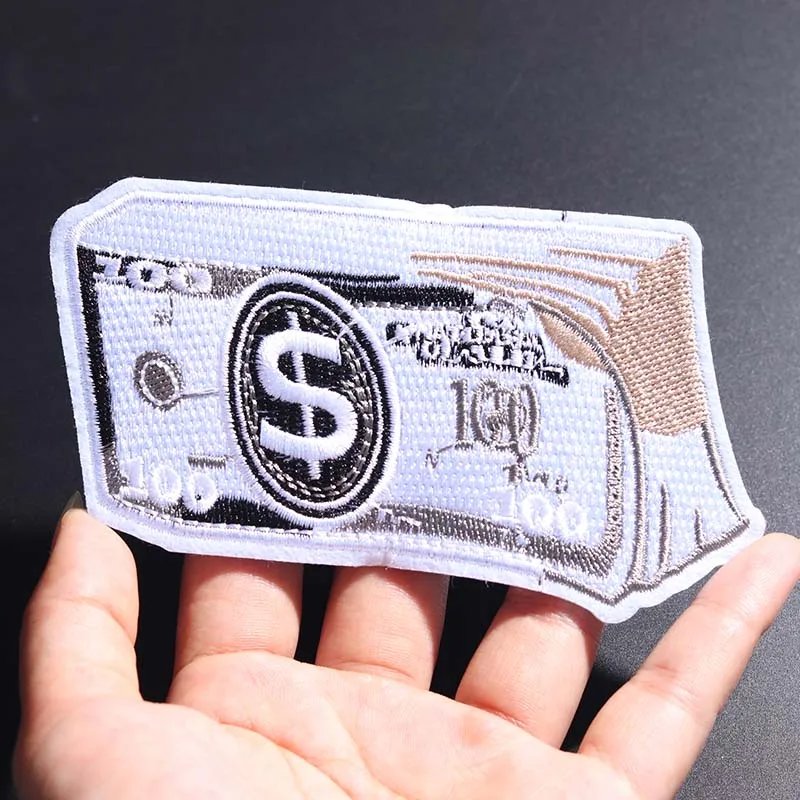 USD size: 11x7CM patchers money embroidery clothing cloth stickers clothes Iron on badge logo fashion denim jacket punk patches