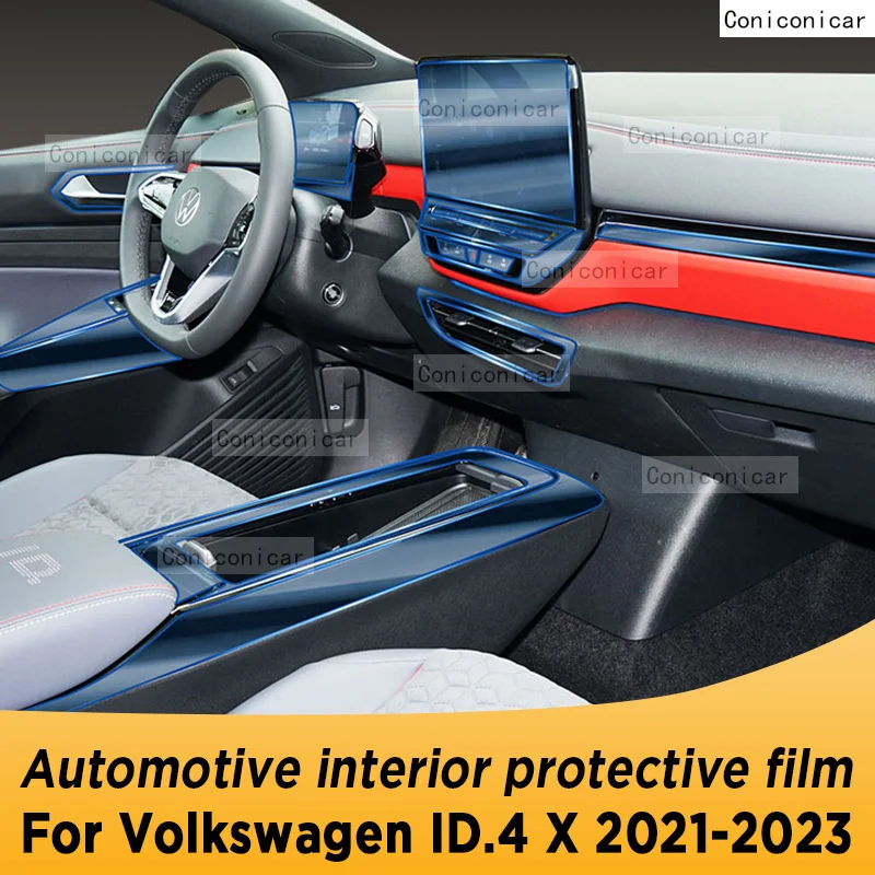 For Volkswagen ID.4 X 2021-2023 Gearbox Panel Navigation Automotive Interior Screen TPU Protective Film Anti-Scratch Accessories