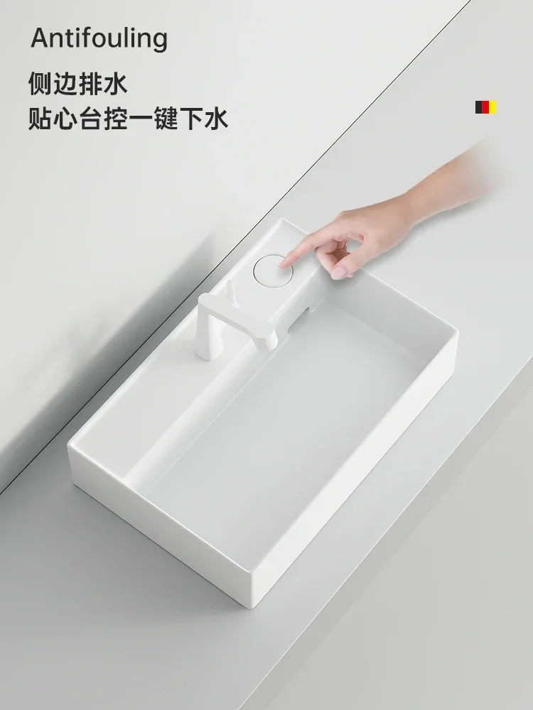 Taiwan-controlled drainage platform upper basin domestic balcony washbasin washing machine rear row left and right side launchin