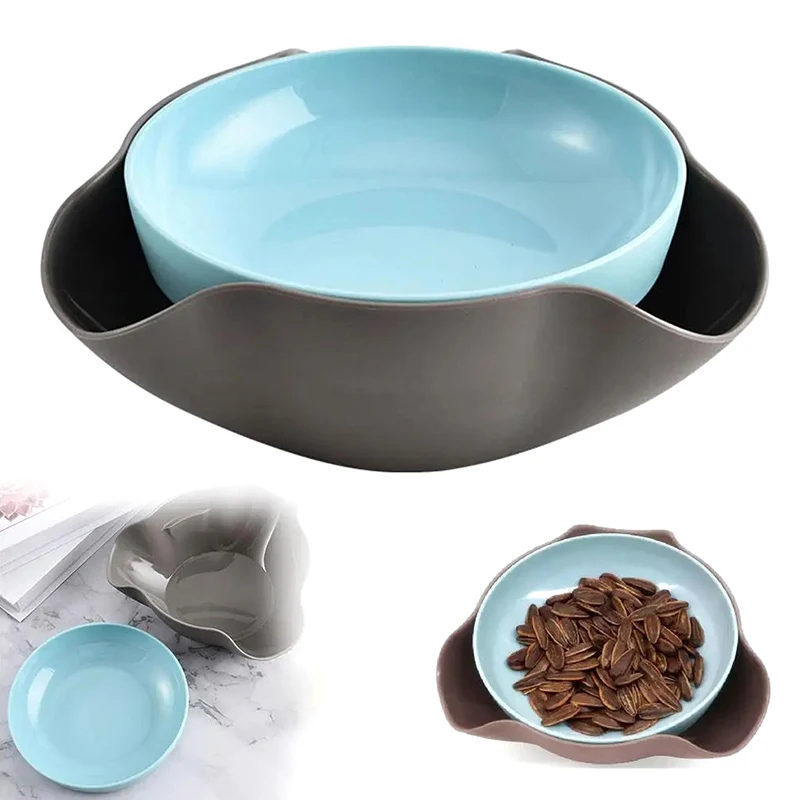 Snack Bowls Double Layer Popcorn Bowl With Storage Pistachios Bowl With Storage Round Snacks Dish For Nuts Fruits Candy Snacks