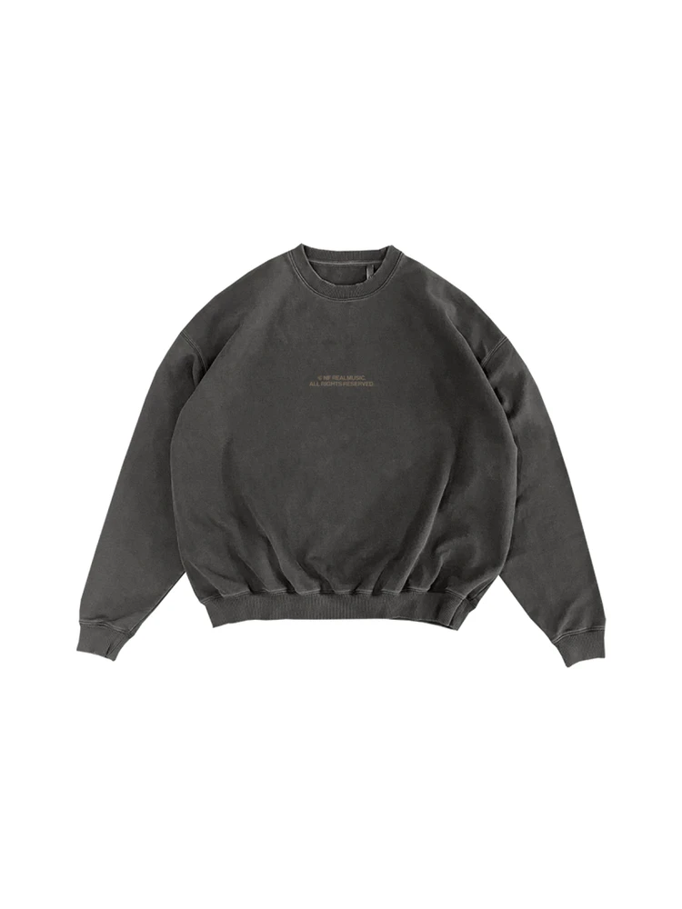 Rapper NF Realmusic Washed Vintage round Neck Sweatshirt Autumn Casual Loose Fit Digital Direct Spray Cotton Hoodie for Youth