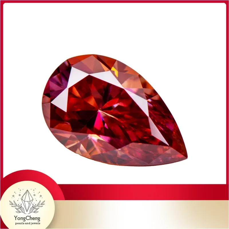 

Moissanite Stone Pear Cut Watermelon Red Colour Lab Created Gemstone Advanced Jewel Making Materials With GRA Certificate