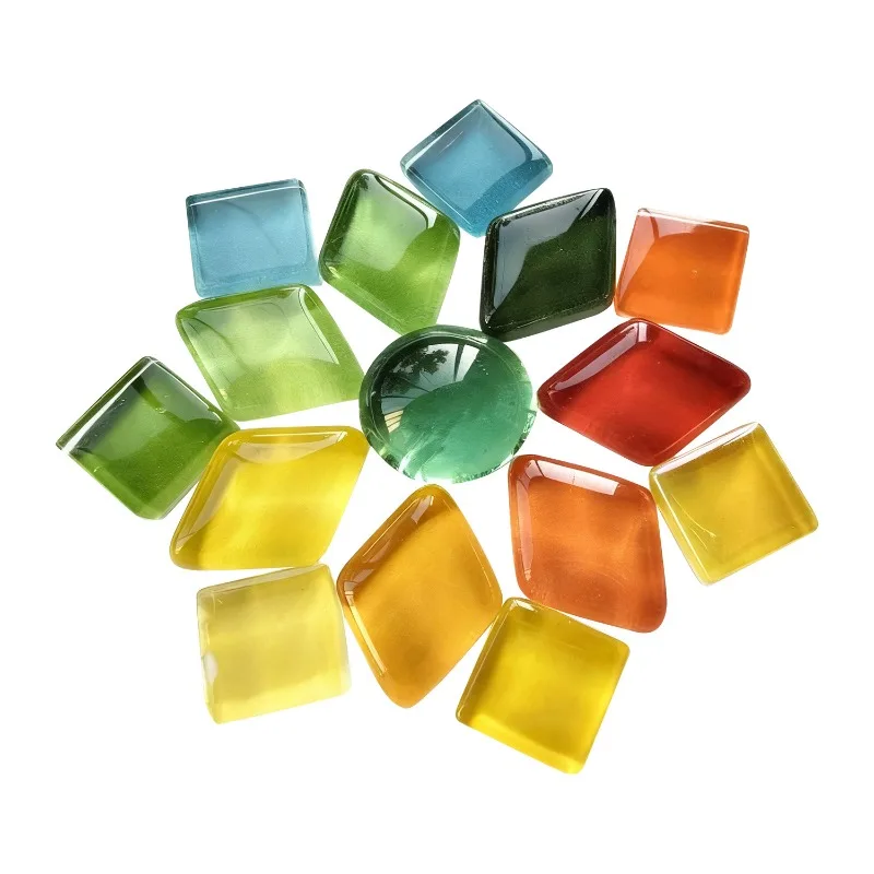 10Kg bag rhombus free stone mosaic, crystal glass inverted edge round edge light transmission multi-component handmade DIY