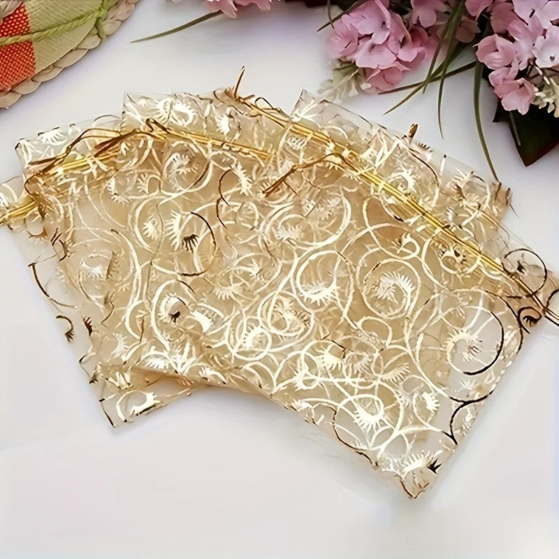 20pcs, Premium Foil Stamped Organza Gift Bags for Jewelry, Cosmetics, Candy and More - Lightweight and Durable Bags for Holiday 