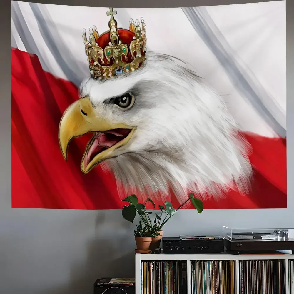 Poland Emble Flag Tapestry Custom Living Bedroom Party Dormitory interior Wall bohemian Decoration Attached clip