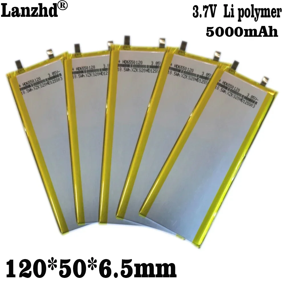 1-12pcs 6550120 3.7V 5000mAh Rechargeable li Polymer Li-ion Battery For Mobile power LED light source for medical products MP4