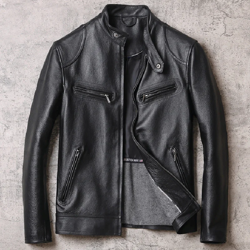 

New Arrivals Winter 2023 Cow Leather Jackets 5XL Mens Motorcycle Leather Coats Casual Top Quality European Style Streetwear A791