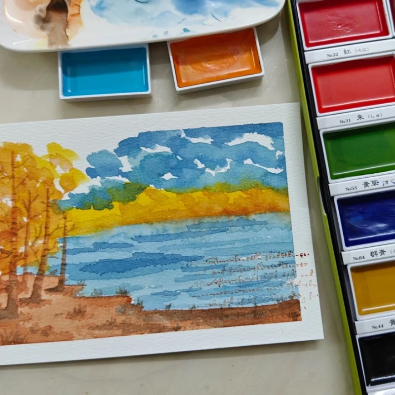 Kuretake Gansai Tambi Single Color Refill Large Solid Watercolor Pan High Pigment Paint For Sketch Manga Illustration