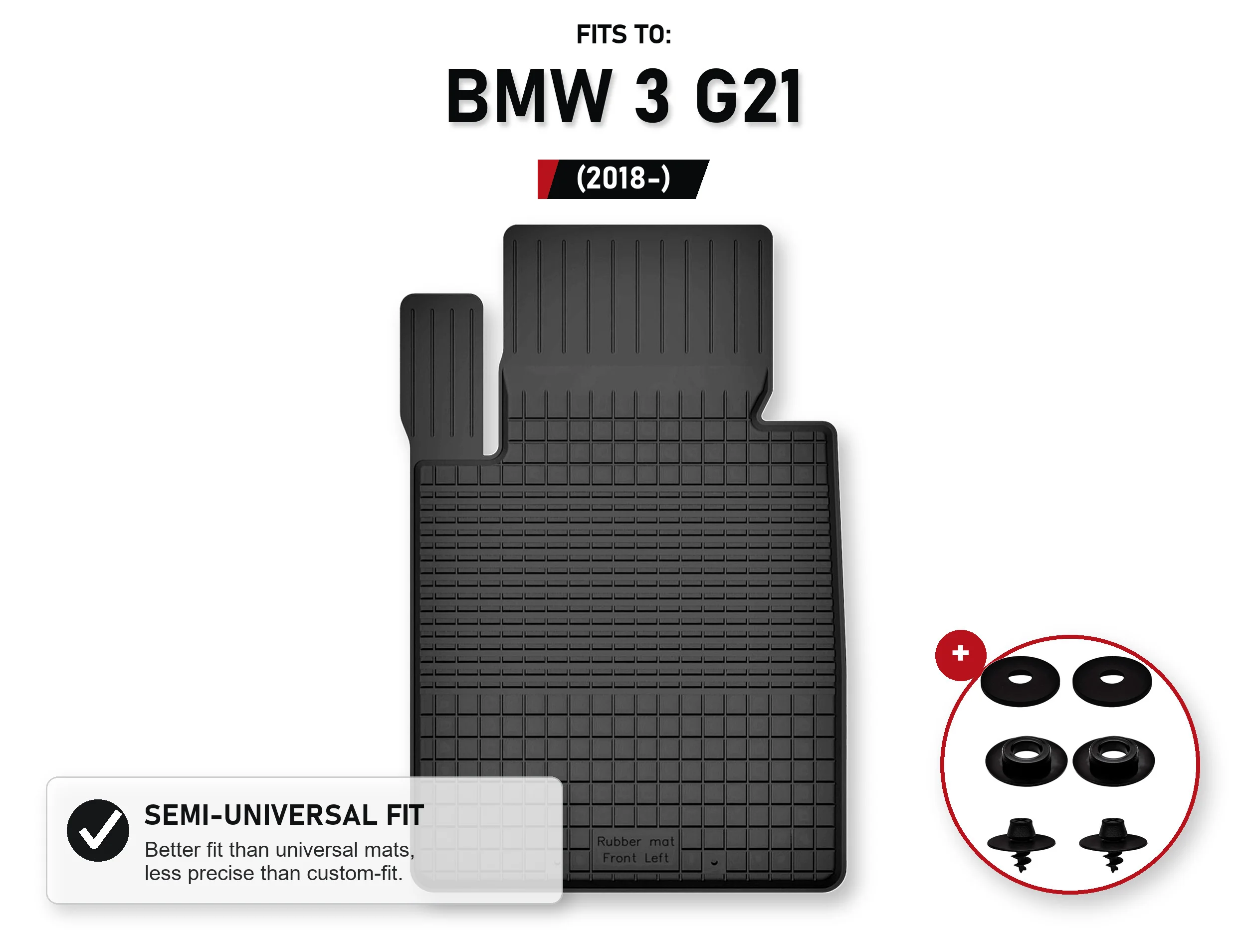Bestuurdersbakmat voor: Bmw 3 G21 2018- Wagon, Touring met stoppers