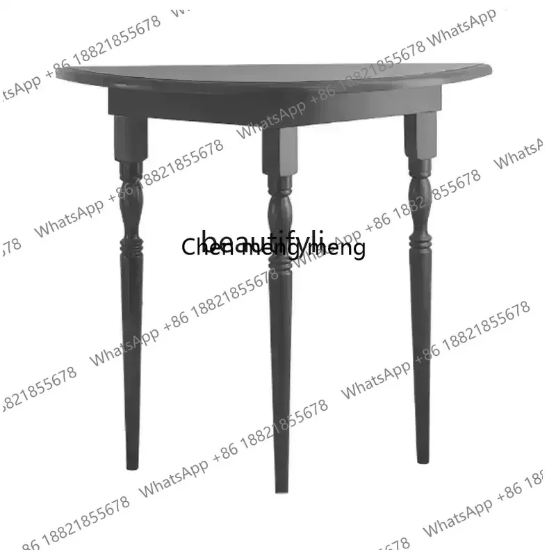 03 Black medieval solid wood extremely narrow entrance table creative corridor home display stand living room side cabinet