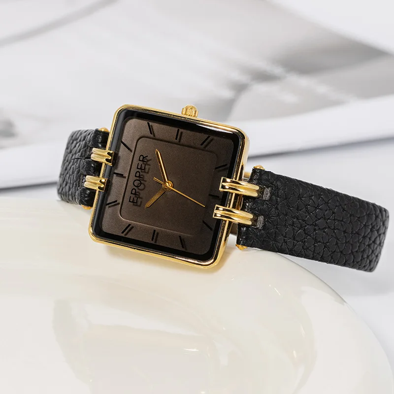 New Fashionable Square Dial Women'S Watch Simple Retro Style Casual Quartz Watch, High-Quality Women'S Wristwatch, Unique Watch.