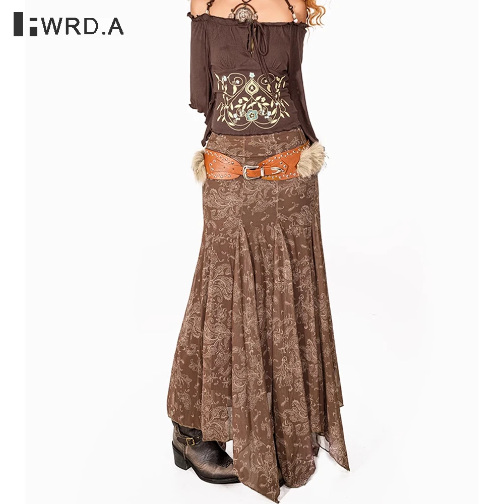 

FWRD Vintage Asymmetrical Hem Skirt Women Retro Boho High Waist Bodycon A-Line Mermaid Midi Skirt Casual Fashion#FWRD6017