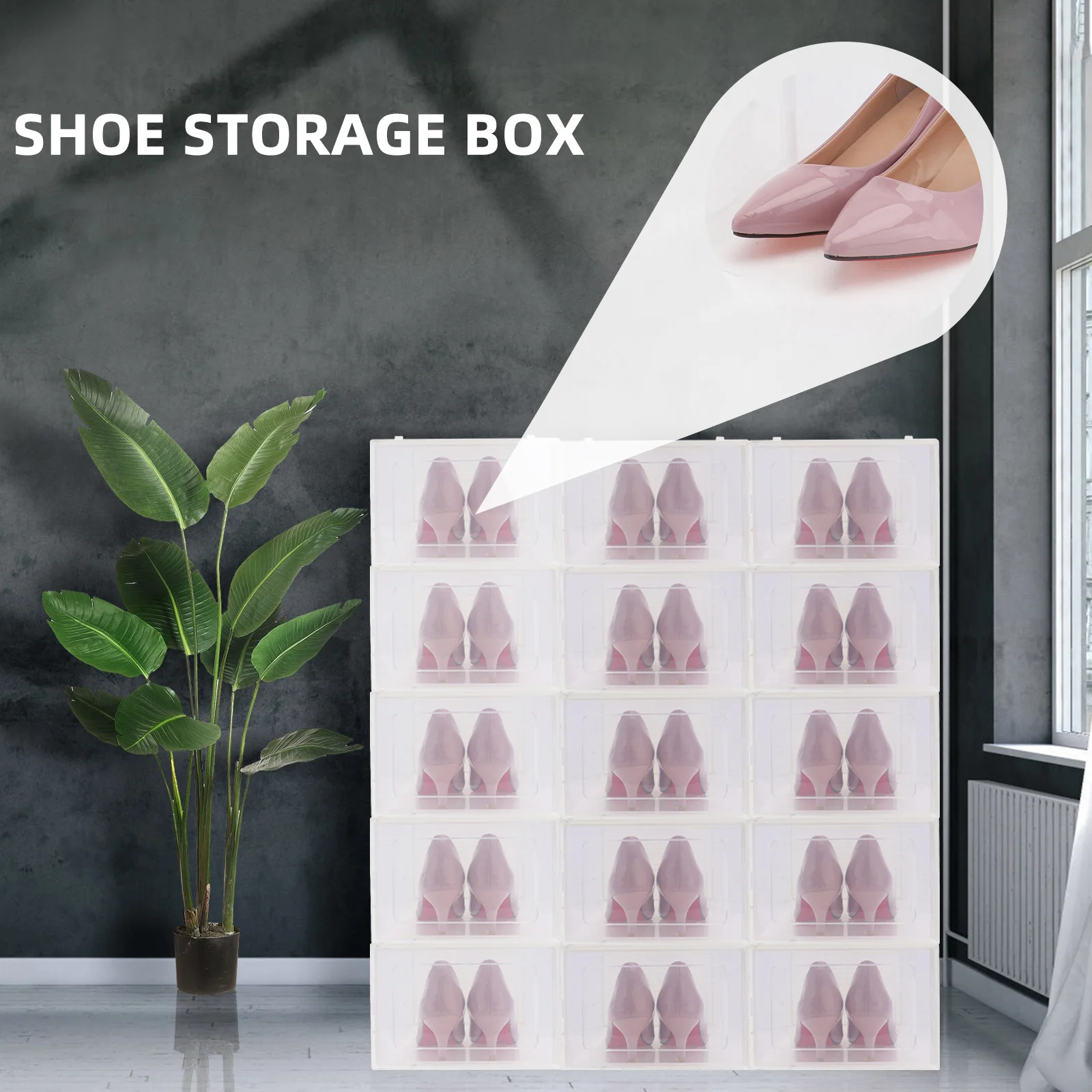 

Plastic Shoe Box Storage Container Transparent Thickened Clamshell Type Shoes Case Compact Size Stackable Household