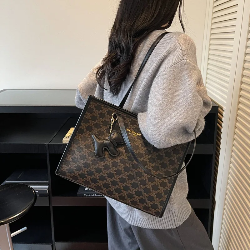 

Vintage Tote Bag for Women Large Capacity Shoulder Bag for Work, Retro Canvas Shopper Bag with Top Handle, Spacious Commuter