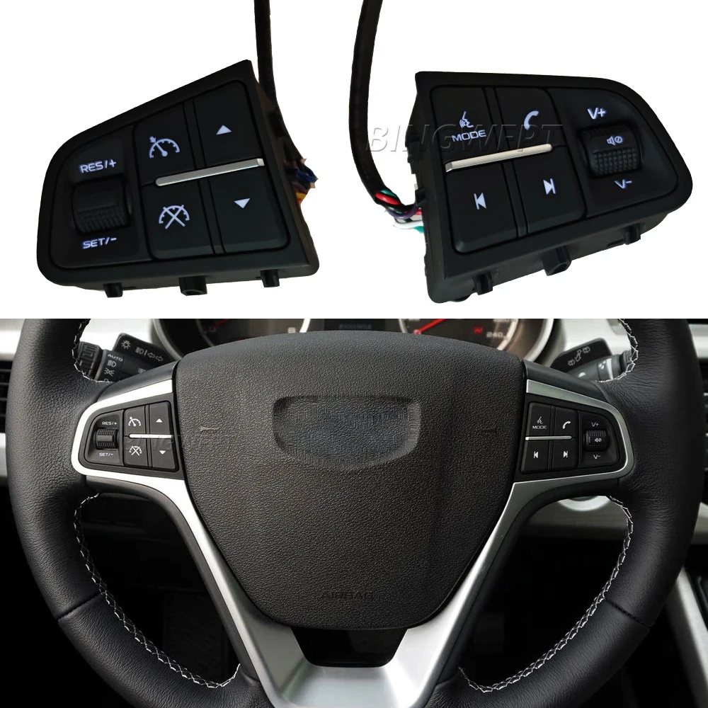 Steering Wheel Cruise Control Volume Buttons With Backlight For Geely Atlas Boyue NL3 SUV Proton X70 Emgrand X7 Sports 2016‑2018