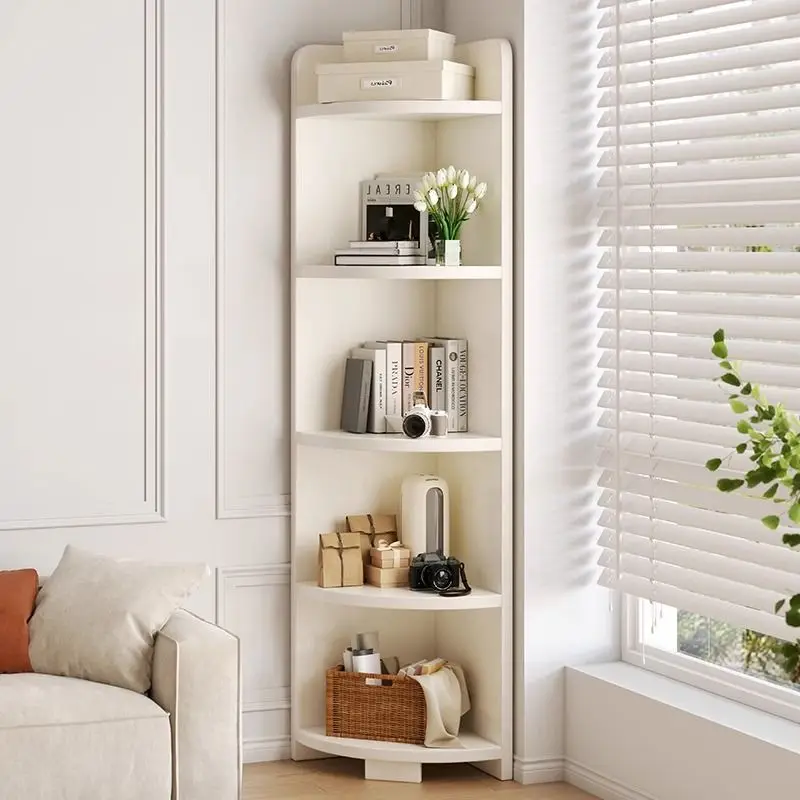 AOLIVIYA Corner Floor Bookcase Cabinet Library Shelves Desk Bookshelf Storage Rack Living Room Wall Display Organizer