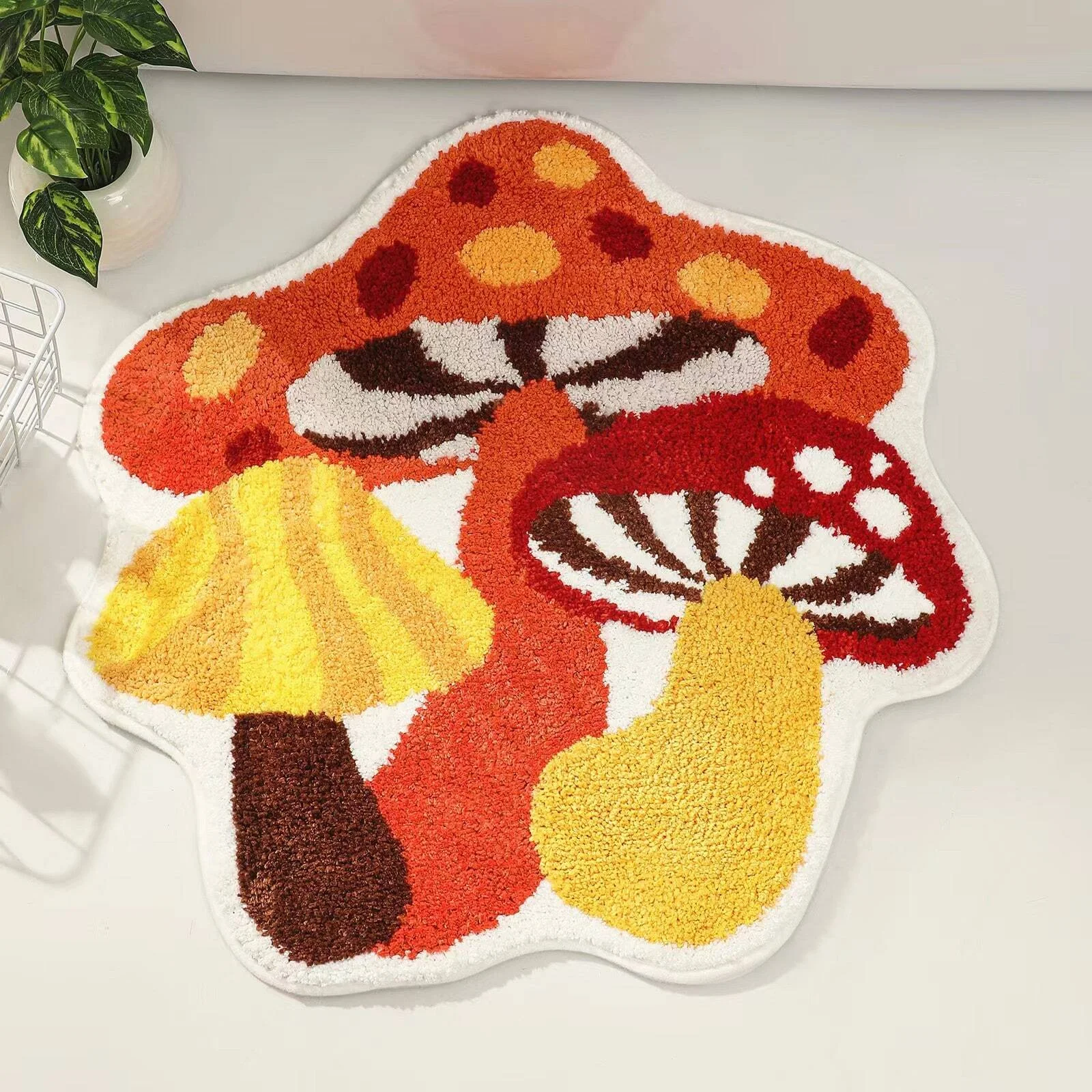 

Three Mushroom Shaped Rugs Floor Mat Gift Home Decor Kitchen Soft Flannel Washable Area Rug