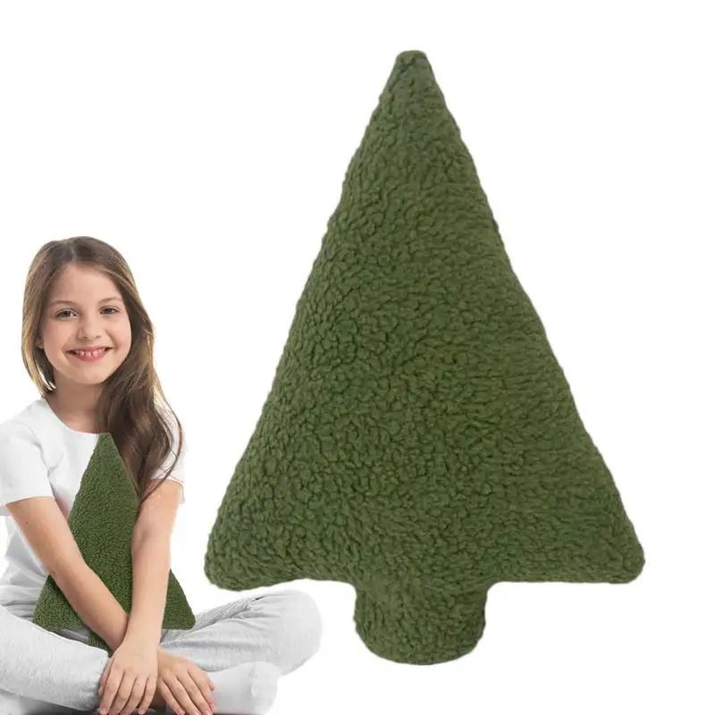 Coussin en peluche d'arbre de Noël vert, oreiller décoratif mignon, coussin de canapé, literie pour la maison, décoration de Noël et du nouvel an, 30cm