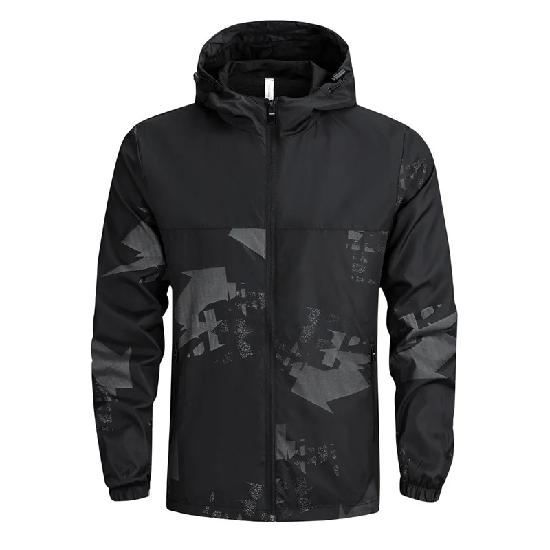 

Autumn men's casual splicing full print hooded windproof waterproof jacket high quality casual camouflage jacket men