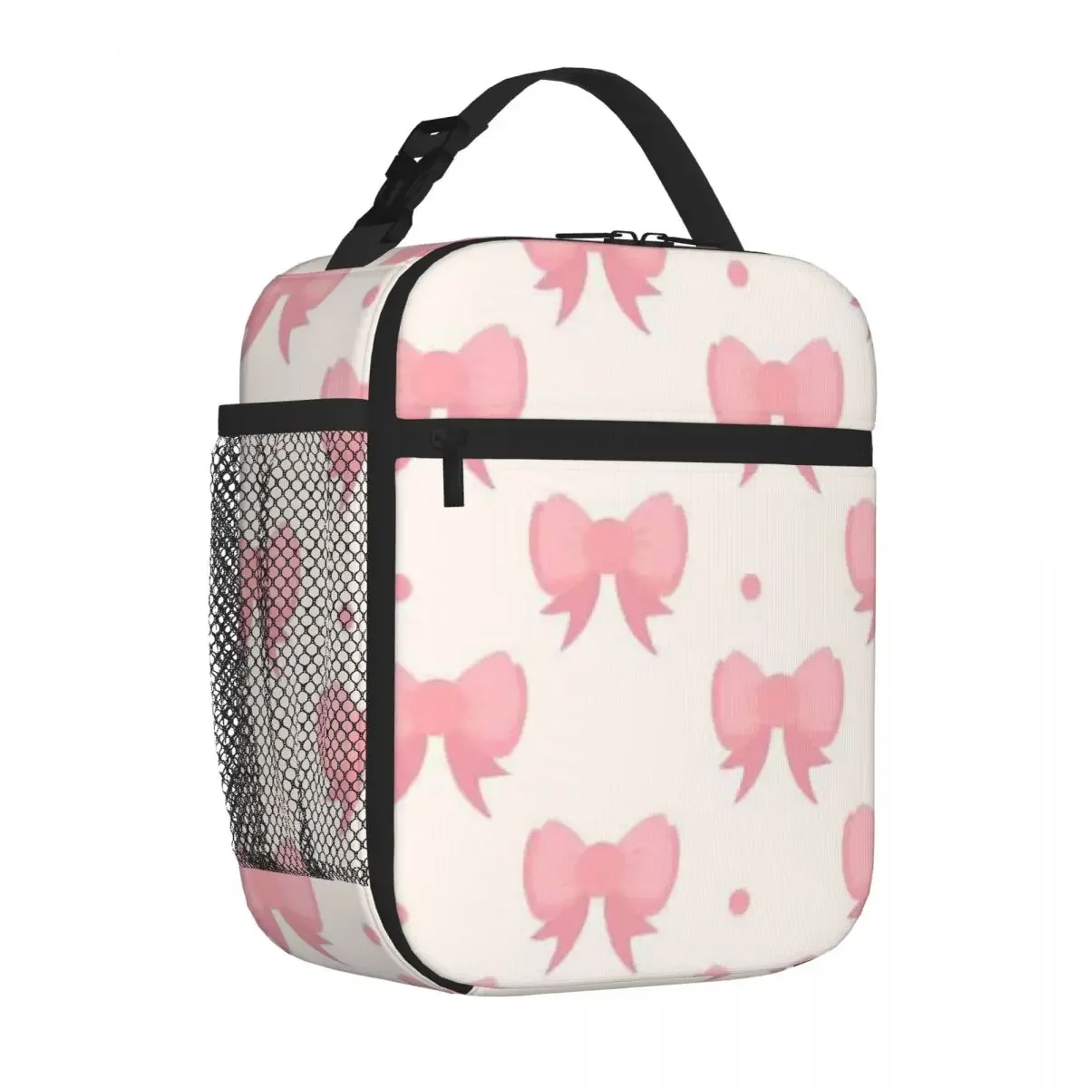 Bestselling Pattern With Pink Bow Watercolor Insulated Food Bag Middle School Insulated Food Bag