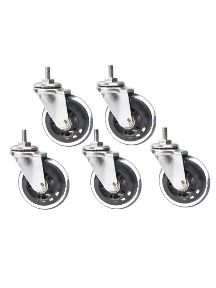 5 pièces/lot, roulettes en polyuréthane M8 de 3 pouces, roulettes silencieuses universelles pour chaise de bureau, roulettes pivotantes pour chaise d'ordinateur