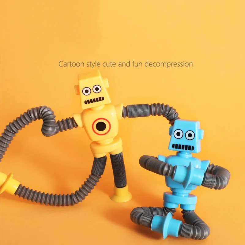 Fidget Toys Stress Relieve Robot,  Pack Stretch Tube Robot with Suction Cup for Kids Adults, Novelty Anxiety Relief Sensory Toy view 5