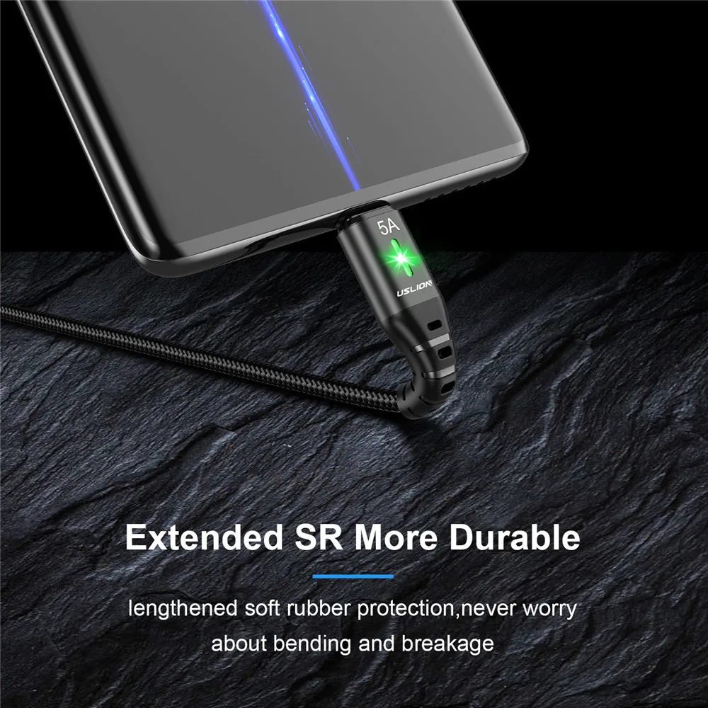 USLION 5A Micro USB Cable Fast Charging Mobile Phone Micro USB Wire cord For Xiaomi Android LED Lighting USB Charger Data Cable