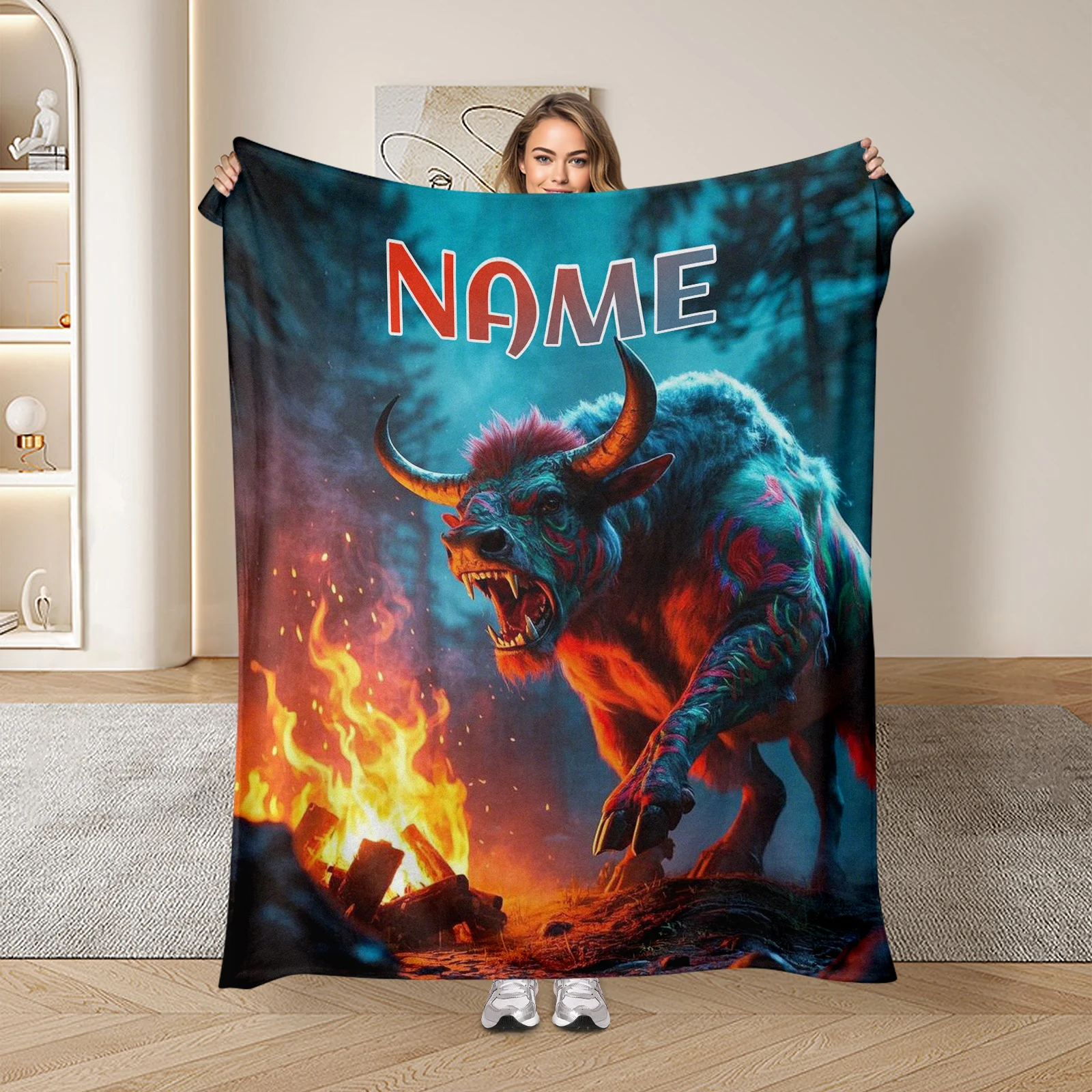 

Celebrate Togetherness With This Bison Fantasy Style Flannel Blanket And A Customizable Character